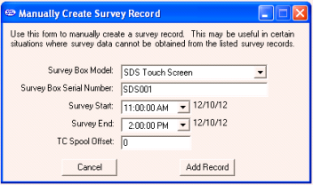 Manually Creating a Survey Record